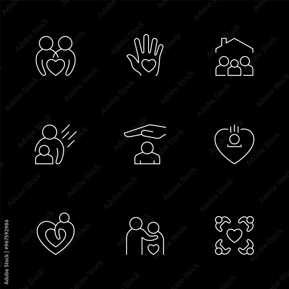 Set line icons of care and support Set line icons of care and support