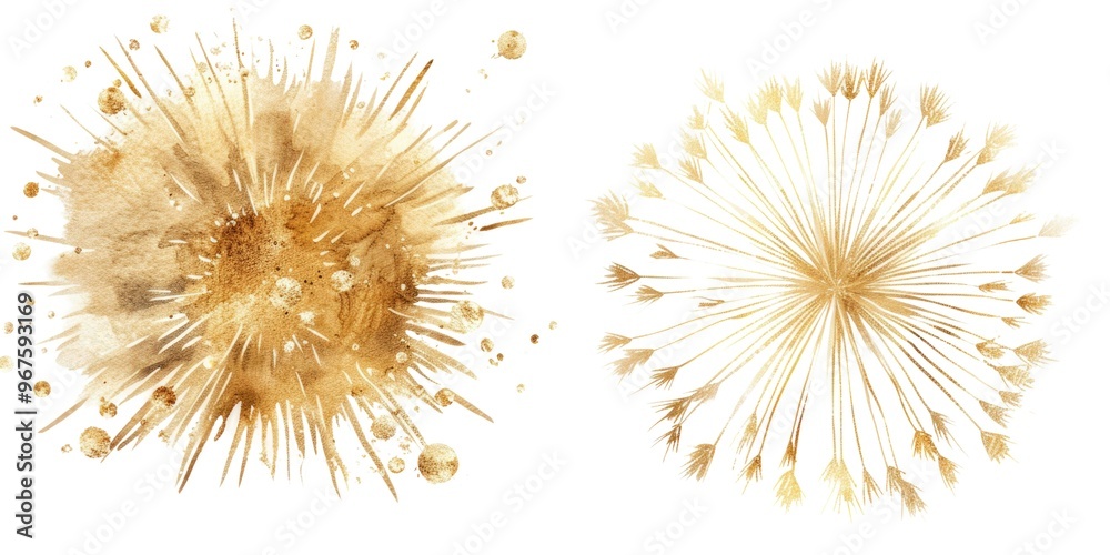 Golden Fireworks Isolated Png Element Set. Golden Fireworks Isolated Png Element Set.
