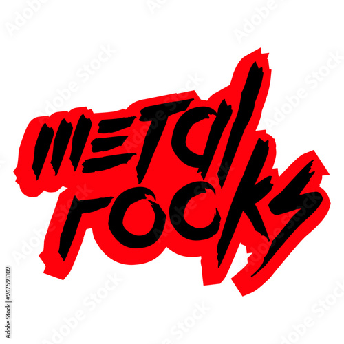 Heavy Metal Rocks Hard Rock Music Text Quote Logo Design Lover Art Vector Illustration Card T-Shirt Poster Sticker Graphic Print Decorative Drawing Isolated Logo Decoration Symbol Creative Cool Style