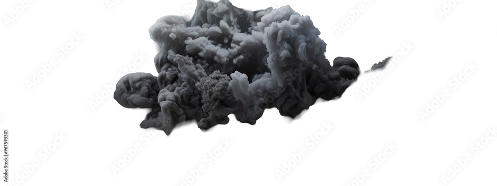 Obraz premium Wide Design of Dark Cloud Smoke Isolated on Png Background.