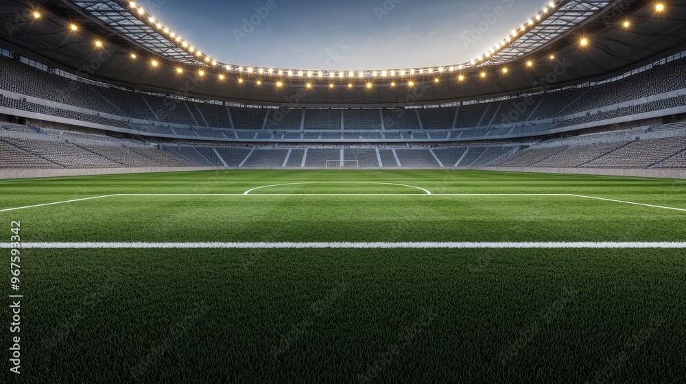 Spectacular Stadium Field View with Towering Lights in Photo Realistic 8K High Detail Spectacular Stadium Field View with Towering Lights in Photo Realistic 8K High Detail