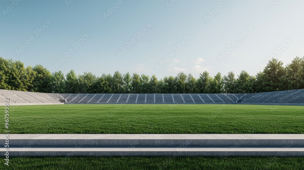 Epic Panoramic Stadium View from High Detail Bleachers in 8K Photo Realistic Quality with Clear Field and Sky - Sports Photography Epic Panoramic Stadium View from High Detail Bleachers in 8K Photo Realistic Quality with Clear Field and Sky - Sports Photography