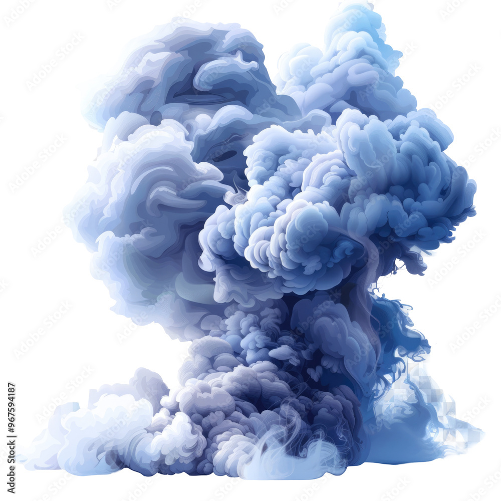 Dense Blue Smoke Cloud 3D Render Isolated on Png Background. Dense Blue Smoke Cloud 3D Render Isolated on Png Background.