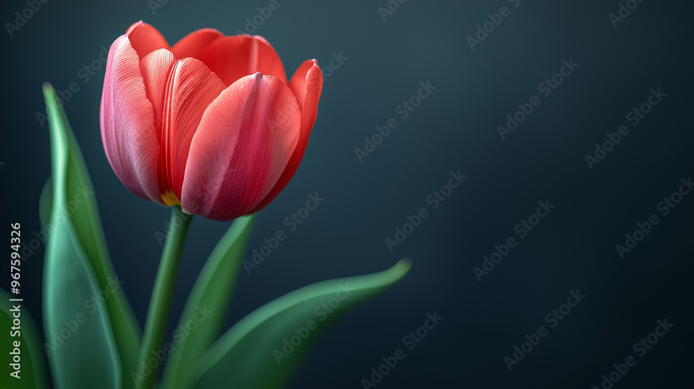 Single Red Tulip Flower on Dark Background Single Red Tulip Flower on Dark Background
