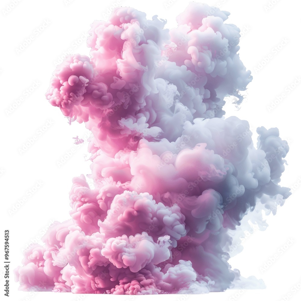 Fototapeta premium Wide Design of Pink Smoke Cloud 3D Render Png-