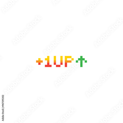 level up button 8 bit text level up Pixel art 8-bit for game you win