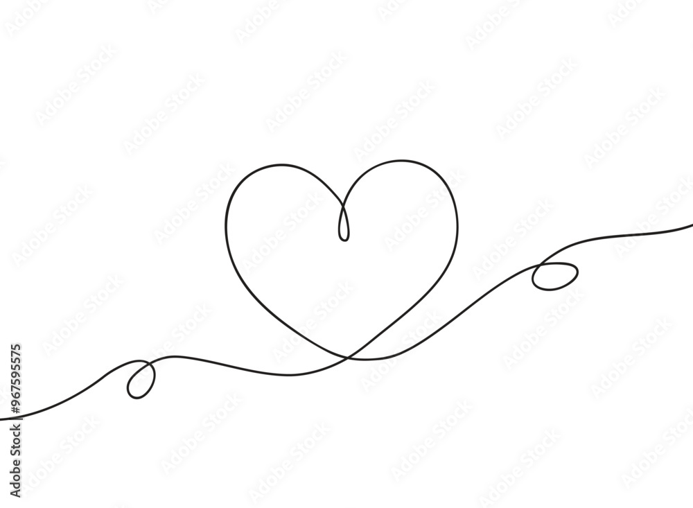 Love Heart shape line drawing continuous line art vector illustration Love Heart shape line drawing continuous line art vector illustration