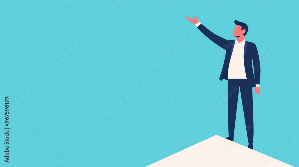 Young entrepreneur scaling business, success milestones, flat design illustration Young entrepreneur scaling business, success milestones, flat design illustration