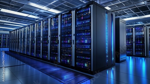 Server Racks in a Modern Data Center photo