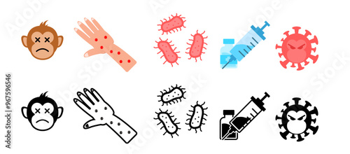 monkey pox icon bundle viruses and vaccine 