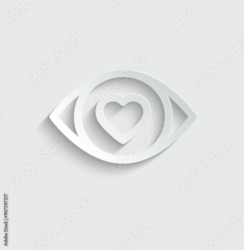 eye icon, eye with heart icon, love symbol