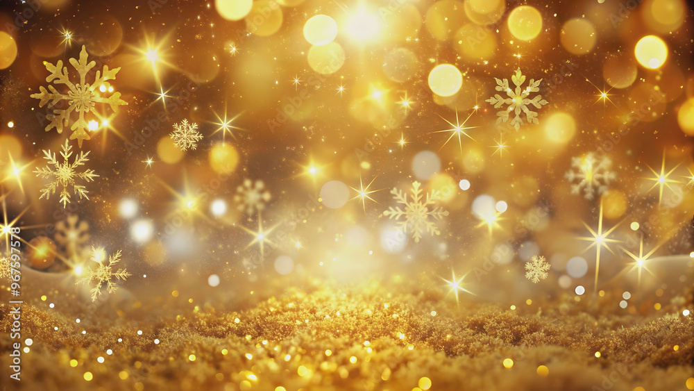 Abstract gold shiny Christmas background with bokeh particles creating a festive and warm atmosphere, Christmas, holiday, abstract Abstract gold shiny Christmas background with bokeh particles creating a festive and warm atmosphere, Christmas, holiday, abstract