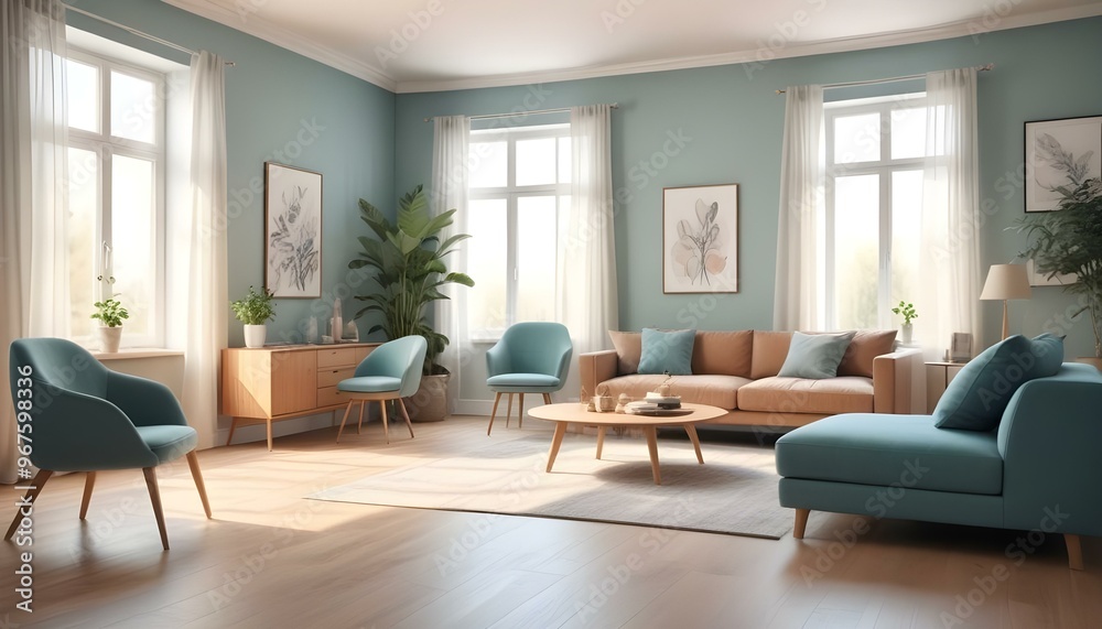 Photo interior modern design room 3d illustration; Photo interior modern design room 3d illustration;