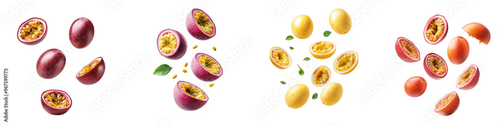 custom made wallpaper toronto digitalfalling ripe passion fruits on white background, full depth of field,transparent background