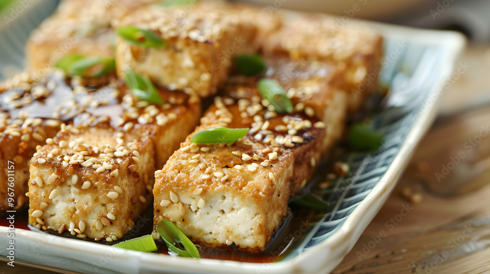 Sesame Crusted Tofu With Soy Ginger Sauce. Sesame Crusted Tofu With Soy Ginger Sauce.