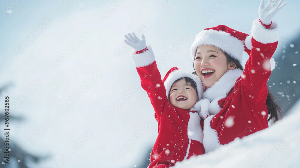 Obraz premium オープンフィールドでのサンタ家族