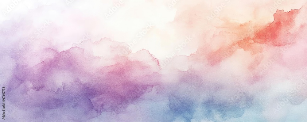 A soft and dreamy abstract background featuring colorful watercolor clouds blending harmoniously for artistic designs. A soft and dreamy abstract background featuring colorful watercolor clouds blending harmoniously for artistic designs.