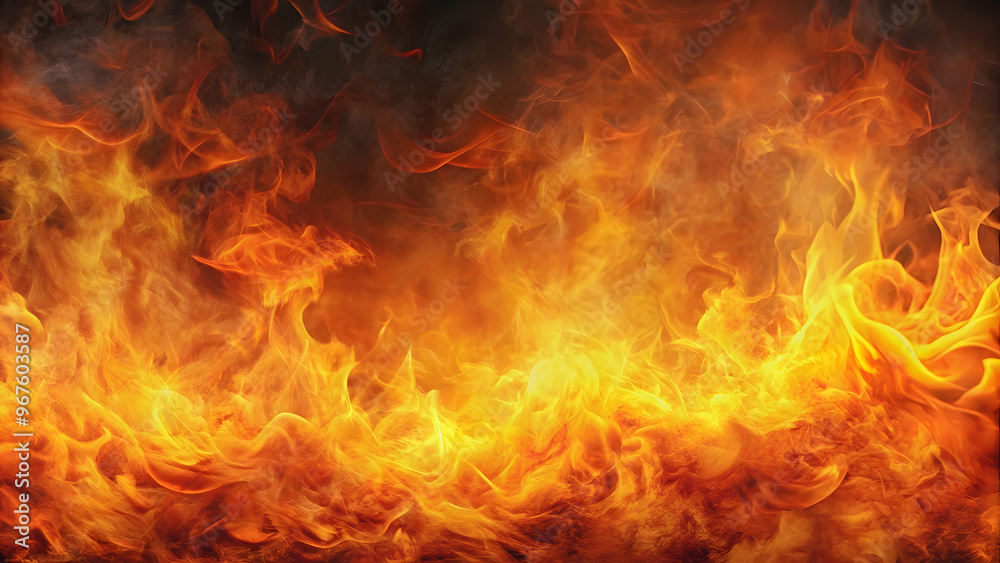 Fiery background with billowing smoke and intense flames , fire, heat, flames, smoke, hot, inferno, blaze, burning, bright Fiery background with billowing smoke and intense flames , fire, heat, flames, smoke, hot, inferno, blaze, burning, bright