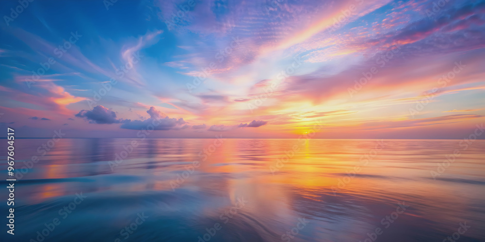 Blurred sunrise sky and ocean with soft pastel colors, nature, background, abstract, sunrise, sky, ocean, muted, soft