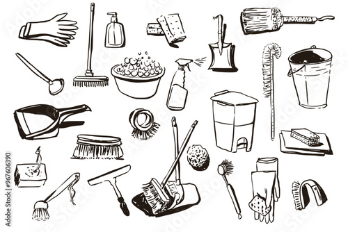 Home cleaning hygiene household work set