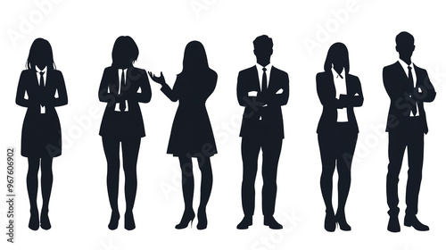 Set of business silhouettes isolated on transparent background
