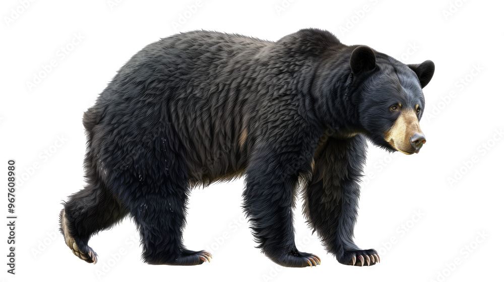 Fototapeta premium Black Bear Isolated on Png Background.