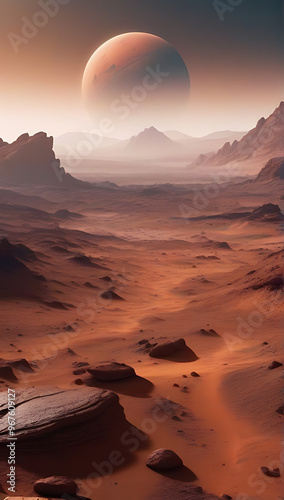 brown rocky surface mars depicted alien planet landscape science fiction fantasy terrain transparent png background filled fog mist