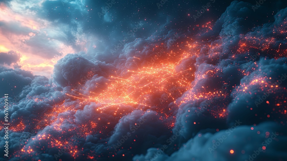 Orange Sparks Embedded in a Dark Cloud Orange Sparks Embedded in a Dark Cloud