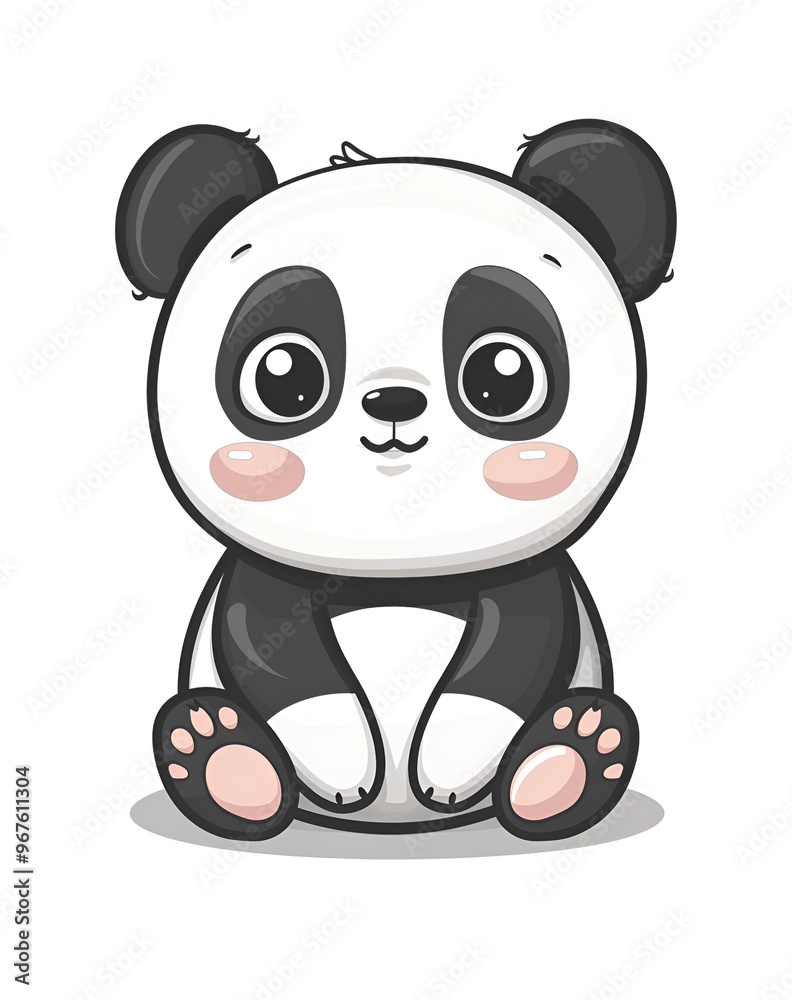 Fototapeta premium Cute, kawaii panda clip art, a simple vector graphic on a white background, Generative AI
