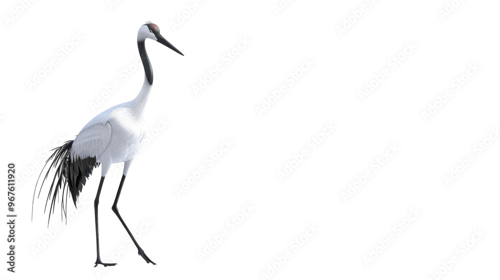 Fototapeta premium White Crane Bird Element on Png Background.
