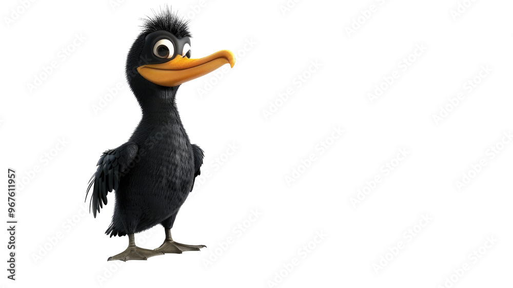 Fototapeta premium Cute Cormorants Shag (Black Bird Chick) Isolated Png.