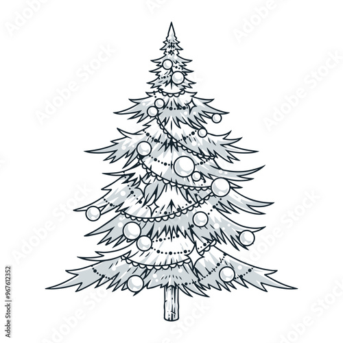 Christmas tree vintage logotype monochrome