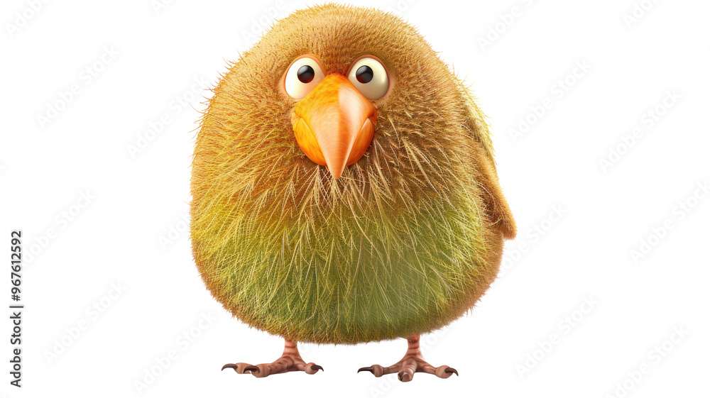 Obraz premium 3D Cartoon Kiwi (Flightless) Bird Isolated on Png Background.