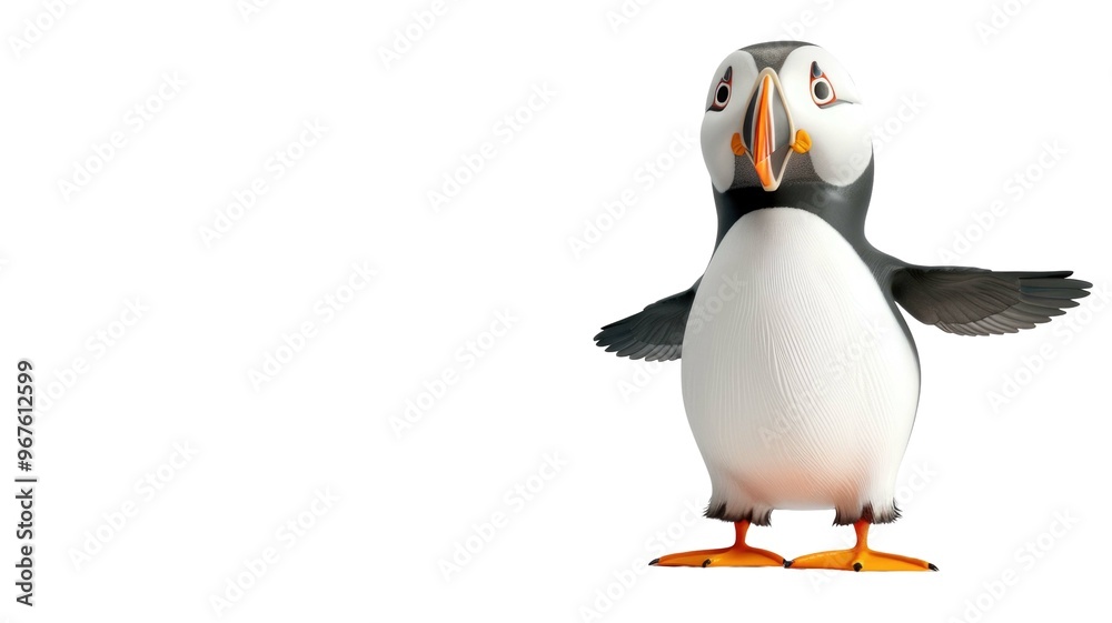 Obraz premium Cuddly Puffin Bird Toy Isolated on Png Background.