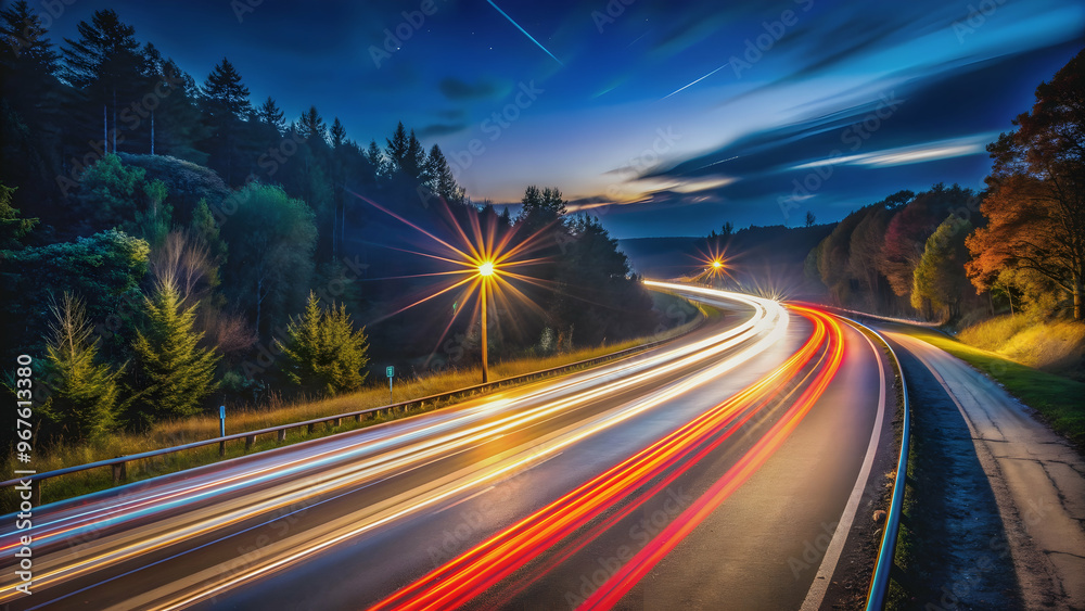 Long exposure shot of light trails on a road at night , Light trails, street, traffic, urban, city, motion, streaks Long exposure shot of light trails on a road at night , Light trails, street, traffic, urban, city, motion, streaks