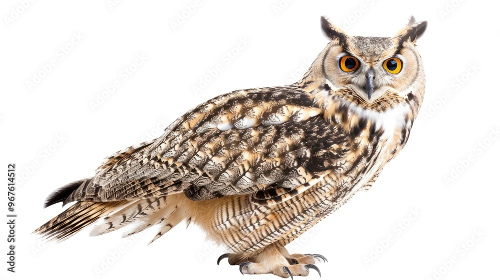 Fototapeta premium Owl Bird with Wise Expression Isolated on Png Background.