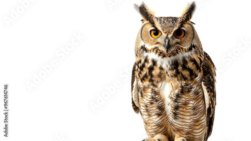 Owl Bird with Wise Expression Isolated on Png Background. photo