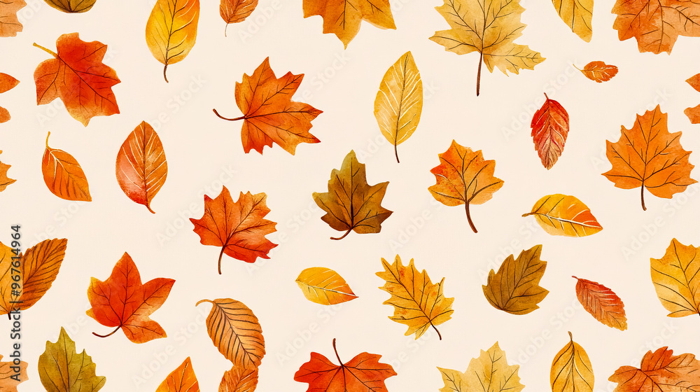 Autumn gift wrap pattern, printable, plain background, autumn leaves. Autumn gift wrap pattern, printable, plain background, autumn leaves.