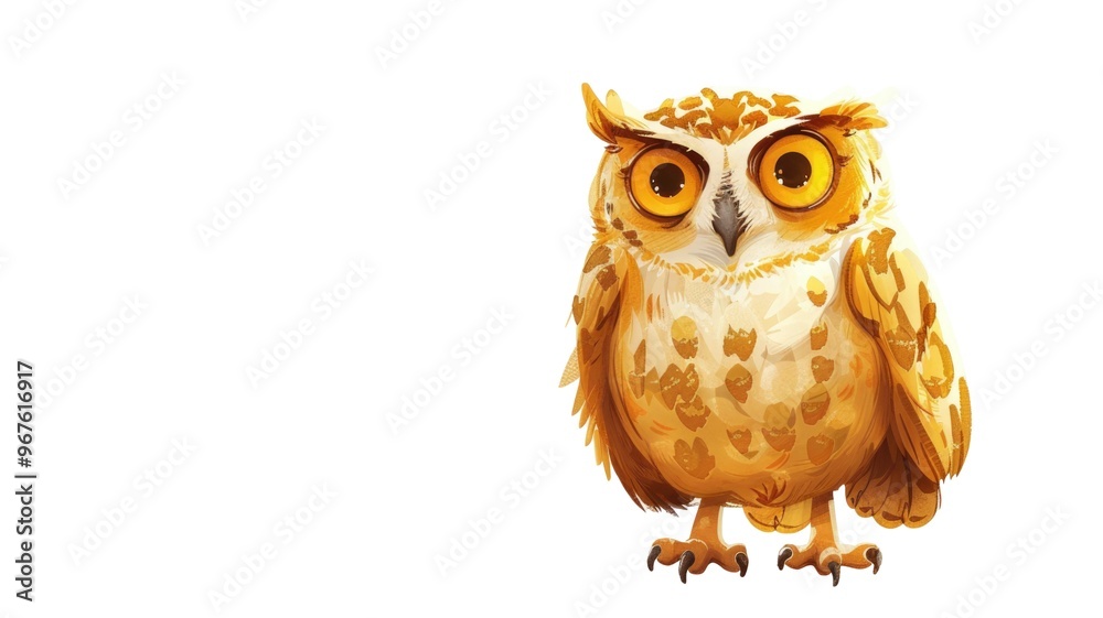 Fototapeta premium Owl with Wise Expression Isolated on Png Background.