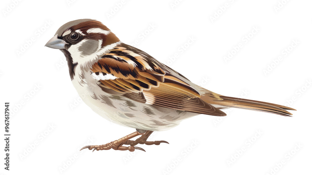 Sparrow Bird Character Perched on Png Background. Sparrow Bird Character Perched on Png Background.