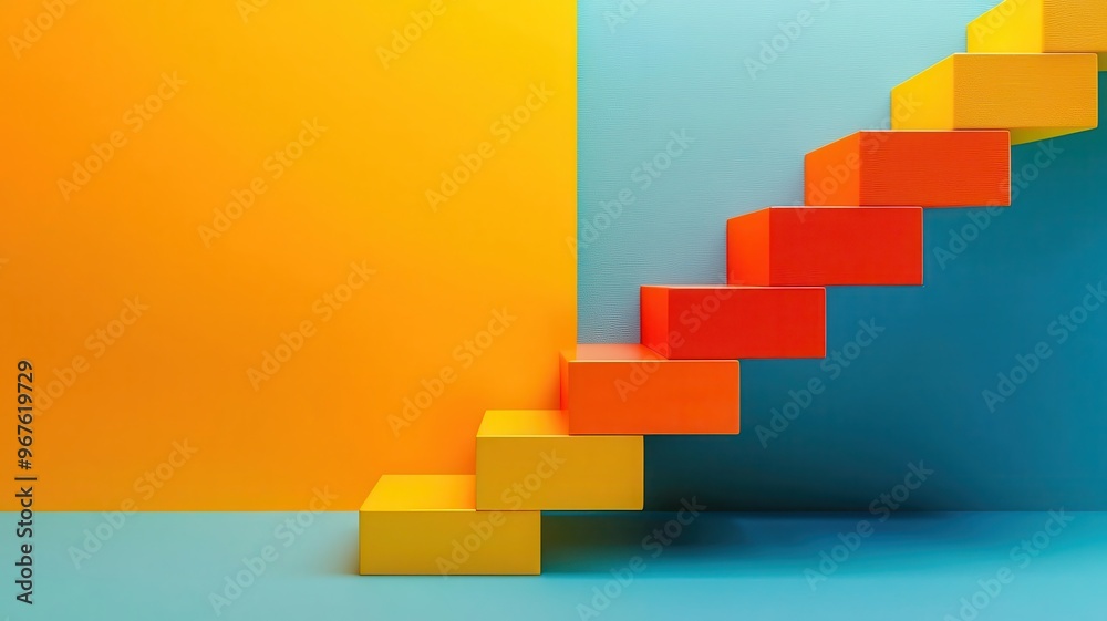 Rising bars of success, growth mindset reflected in each step, 3D illustration Rising bars of success, growth mindset reflected in each step, 3D illustration