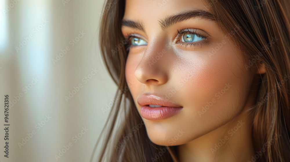Close-up portrait of a beautiful girl model Close-up portrait of a beautiful girl model