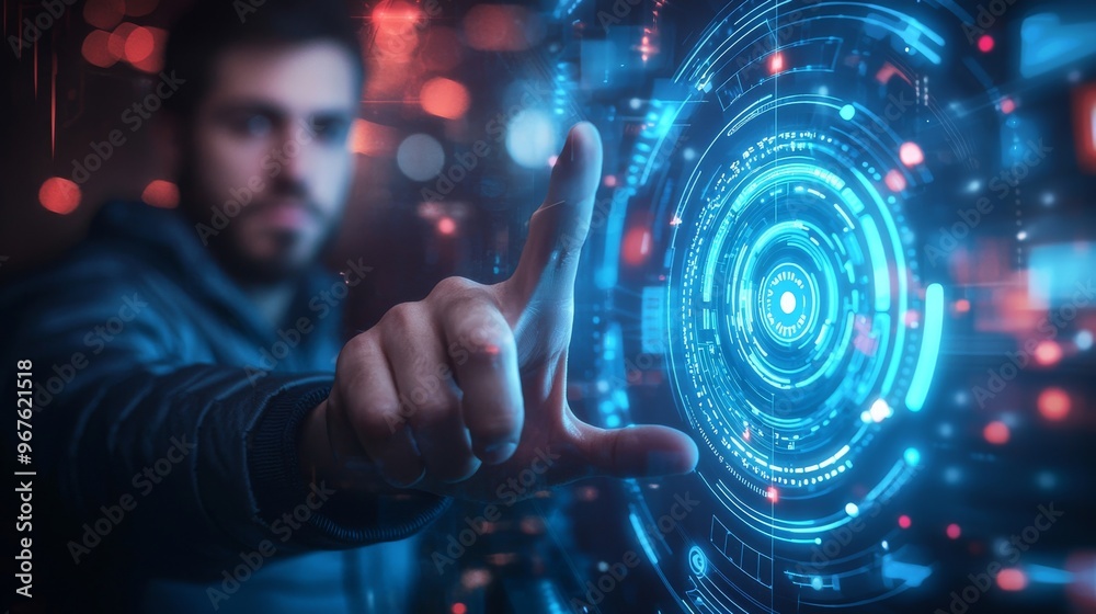 He foresees a future that is cybernetic and based on fingerprint biometric identity verification. He foresees a future that is cybernetic and based on fingerprint biometric identity verification.