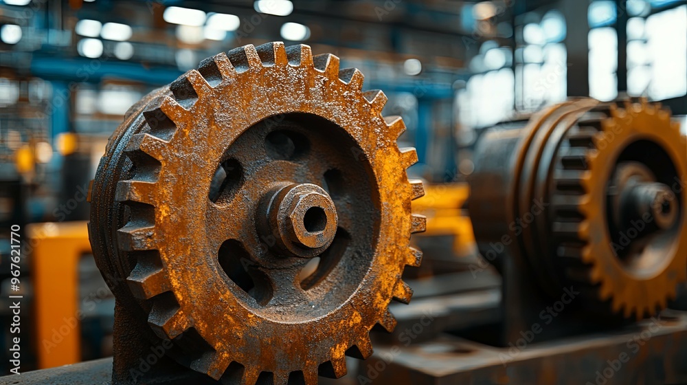 Close-up of a Rusty Gear in an Industrial Setting Close-up of a Rusty Gear in an Industrial Setting