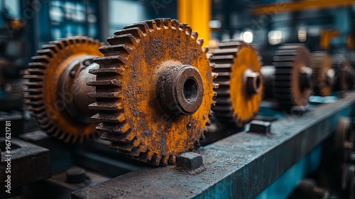 Close-up of Rusty Gears in Industrial Machinery