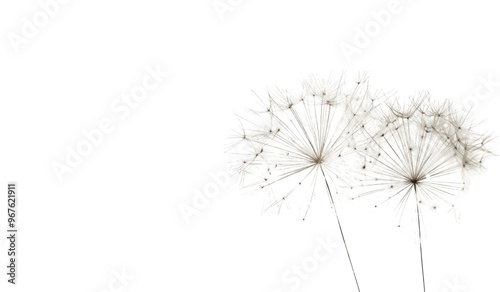 Beautiful Dandelion Flowers on Png Background.