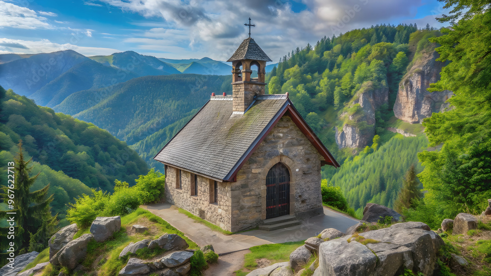 Chapelle nestled in the Vosges mountains at Col de la Schlucht, France, Chapelle, Notre-Dame des Chaumes, Col de la Schlucht Chapelle nestled in the Vosges mountains at Col de la Schlucht, France, Chapelle, Notre-Dame des Chaumes, Col de la Schlucht