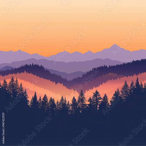 Mountain Landscape at Sunset