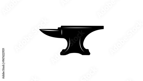 Blacksmith forging anvil, black isolated silhouette