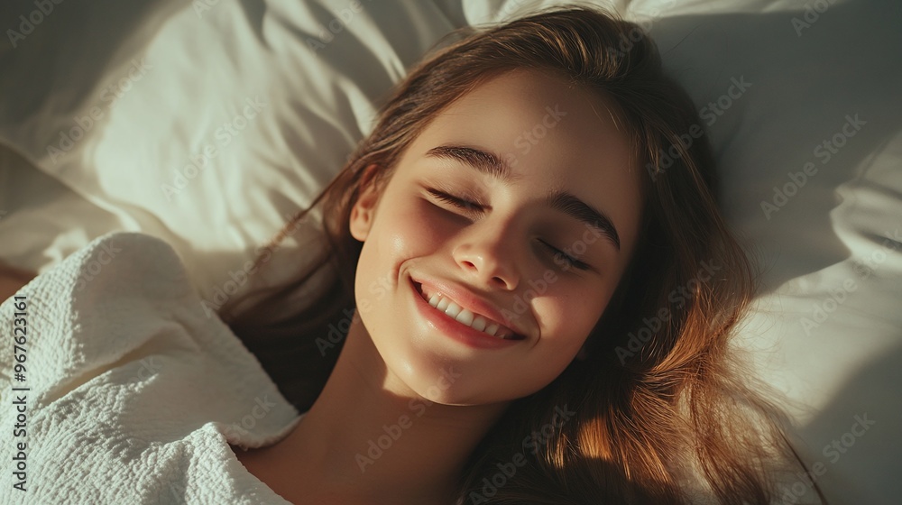woman snoring and sleeping peacefully in bed at home with a comfortable pillow and cozy blanket enjoying a restful night woman snoring and sleeping peacefully in bed at home with a comfortable pillow and cozy blanket enjoying a restful night